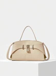 MOTF PREMIUM PU 皮革五金顶部提手包 - 杏色 - 查看 5