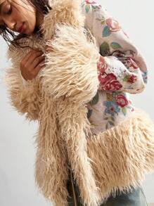 Bohemela 女士休闲波西米亚风度假梭织常规夹克，秋冬 - 杏色 - 查看 1