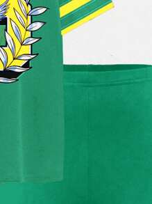 SHEIN 2pcs/Set Young Girl Casual Minimalist Short Sleeve Top And Shorts Set, Suitable For Summer - Multicolor - View 5