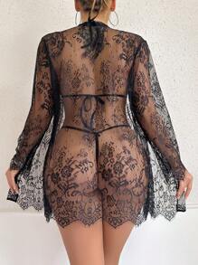 SHEIN 3 piezas Conjunto de lencería de encaje sexy para mujer