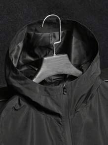 SHEIN Manfinity Dauomo Casual Fashion Versatile Solid Color Hooded Men's Jacket, Fall - Black - View 6