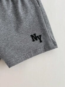 Baby Boy Letter Graphic Tank Top & Track Shorts