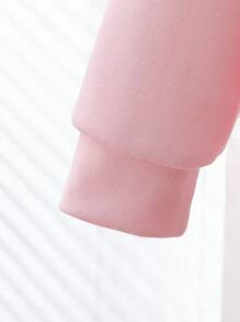 女童休闲粉色郁金香刺绣拉链连帽夹克，秋季 - 粉色 - 查看 6