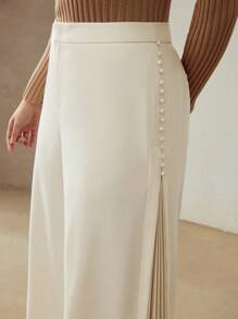 MOTF PREMIUM PLUS SIZE PLEATED WIDE LEG PANTS - Beige - View 2
