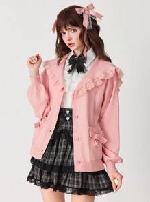 EDITION 秋季 Jirai Kei Hime Gyaru 原宿休闲开衫女式 - 駝色 - 查看 3