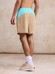 Surfspeed Pantaloncini da spiaggia larghi da uomo con coulisse in vita e tasche, a contrasto di colore