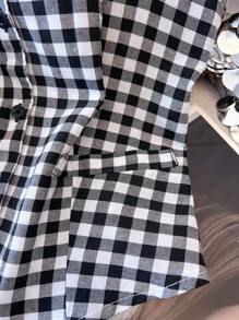 Franclia Chemise décontractée à col rond sans manches à carreaux et à simple boutonnage pour femmes, printemps/été - Noir et Blanc - Voir 4