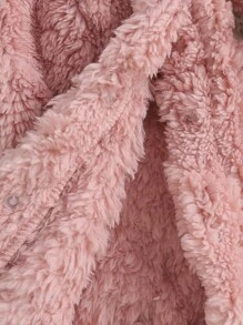 SHEIN 1 件女婴长袖连帽连体衣，毛绒蝴蝶装饰，柔软舒适，绗缝花卉图案羊毛连体衣，前按扣开合，休闲日常穿着，秋冬 - 粉色 - 查看 3