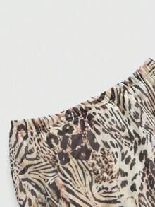 ROMWE Women's Retro Hippie Chic Music Festival Low Waist Ruffle Hem Leopard Print Chiffon Low Waist Mermaid Skirt - Multicolor - View 3