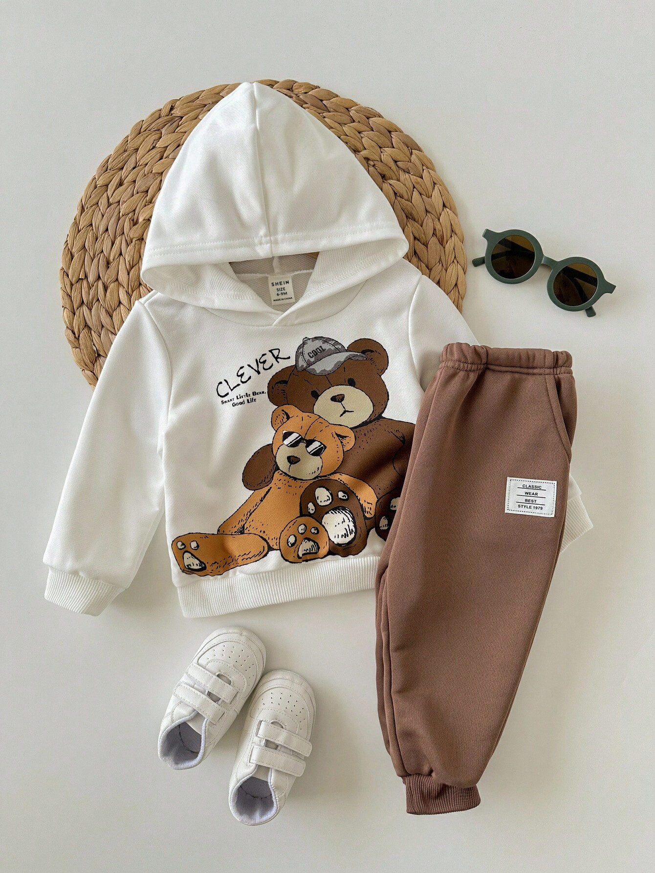 مجموعة بلوزة كنزة بغطاء رأس وبنطلون جوجر للأطفال ا...