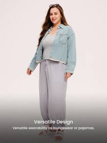 LUVLETTE Plus Women Gray Tank Casual Tops & Cotton Plaid Patterned Lounge Pants Cute Pajama Sets Pants With Pockets Lingerie As Outerwear Cozy At Home Checks And Balances Also Suitable For Teen Girl & Young & Kid