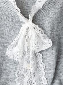 Franclia Fashionable Blogger-Inspired Lace-Up Sheer Loose Knit Cardigan, Chic European StyleWomen's Autumn Clothingautumn Fall Clothes For Women Fall Autumn Clothes Fall Outfits For Women Autumn Outfits For Women Fall Clothes Autumn Women  Fall Women Clothes Autumn Clothing Elegant Fashionable Casual Commuting Business Office Daily Leisure All-Match Temperament Urban Teacher Professional Attire - Light Grey - View 4