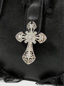 ROMWE Goth 女士休闲斜挎朋克风格手提包 - 黑色 - 查看 3