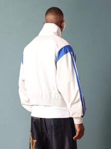 SUMWON Classic Retro Track Windbreaker Shell Lightweight Varsity Sport Full Zip Running Training Spring Fall Outerwear - Light Grey - View 2