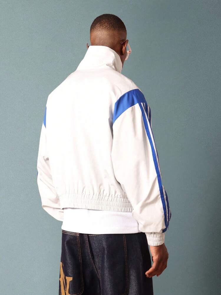 Classic Track Windbreaker With Contrast Stripes