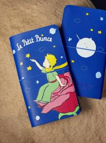 LE PETIT PRINCE X SHEIN 1 件 A6 尺寸 PU 皮革旅行笔记本，附带 2 个替换笔记本，DIY 友好，适合旅行计划、日记、记笔记，适合男士、女士、学生，尤其适合旅行，小王子，B612 星球，玫瑰，爱，月亮和星星 - 藍色 - 查看 4