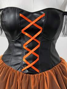 Sunspun Plus Size Women Halloween Witch Dress - Multicolor - View 4