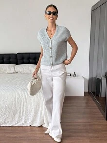 Siren Gaze Women's Romantic Fashion Button Sleeveless Knit Vest In Fall/Winter Casual