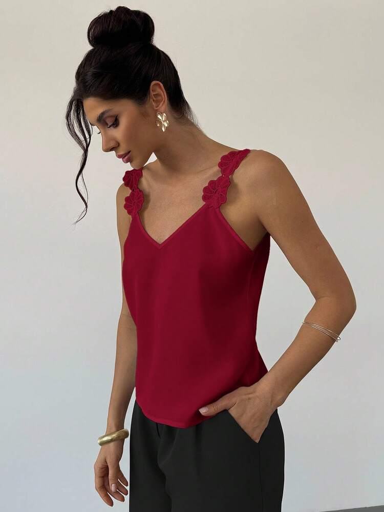 Firerie 新款优雅露背碎花女式衬衫，露背上衣，夏季节日优雅婚礼宾客上衣女士教堂度假 - 酒紅色 - 查看 6