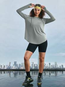 In My Nature 女式纯色简约日常长袖连帽衫，适合徒步旅行 - 綠色 - 查看 10