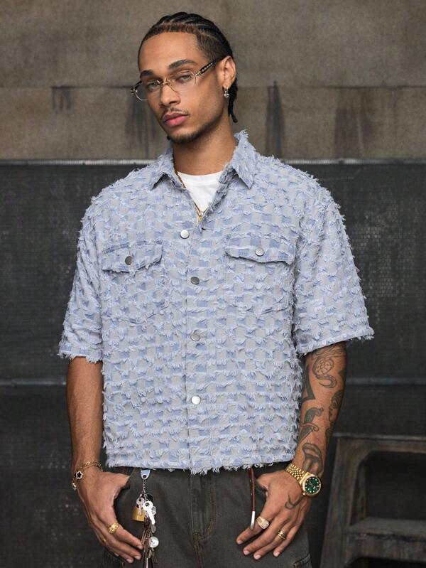 AXEPEAK Men's Light-Colored Jacket, Fashionable Lapel Stylish Short Jacket