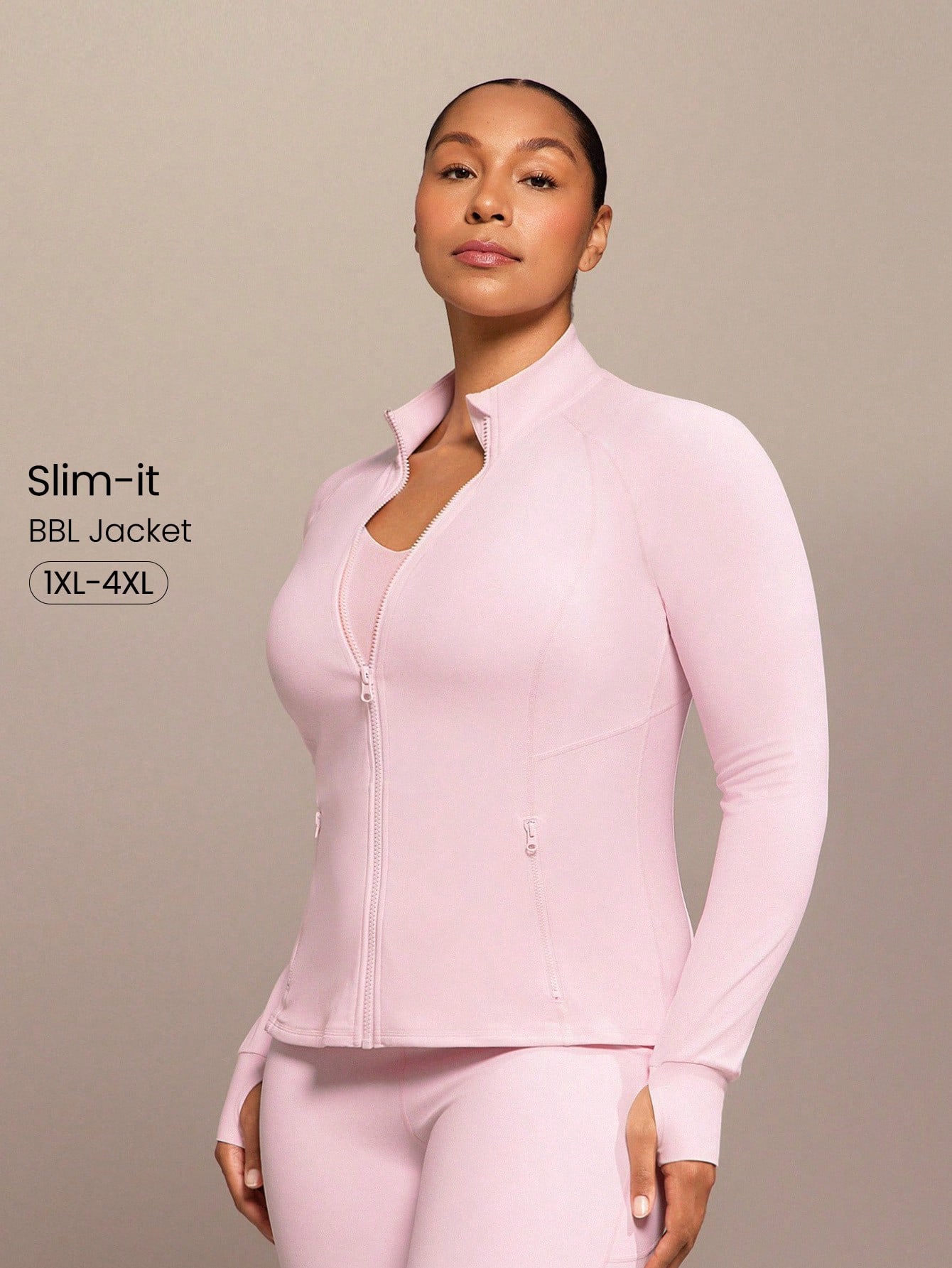 Plus Size FeatherFit™ Slim Fit Thumbhole Jacket With Side Pockets