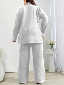 EURMUSE Solid Color Turtleneck Casual Sweater 2pcs/Set - Grey - View 2