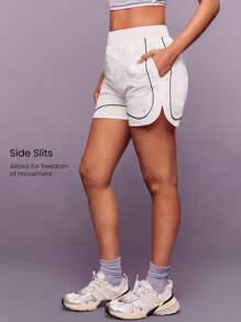 GLOWMODE Record Breaker Lightweight Built-In Underwear Contrast Seams Pockets Zipper Closure Windbreaker Running Shorts Jogging Gym Training Daily Casual Wear - White - View 4