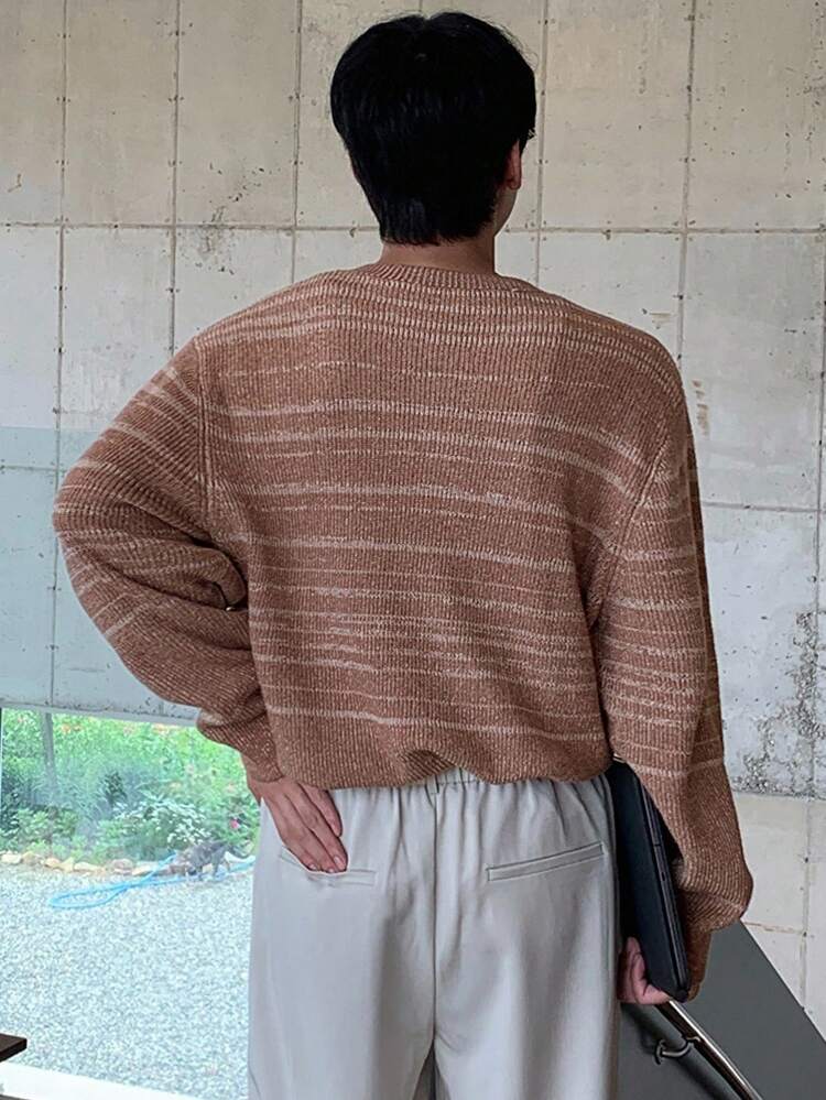 Men's Asymmetrical Striped Sweater, Autumn