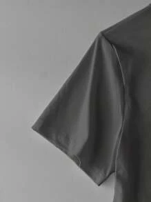 INAWLY DM-001 加大码圆领短袖T恤，简约时尚，适合夏季 - 深灰色 - 查看 4