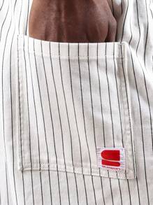 SUMWON Pinstripe Shirt Jacket And Shorts Set Summer Essential Lightweight Streetwear Two Piece Resort Vacation Spring Urban Fashion Leisure Festival Beach - Black and White - View 7