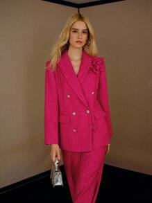 MOTF PREMIUM 粗花呢立体花卉图案西装外套