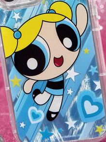 THE POWERPUFF GIRLS X SHEIN 耐用时尚的手机壳，四面加厚气囊防摔，泡泡印花保护套，适用于 11 - 17 Pro Max、Y2K - 藍色 - 查看 4