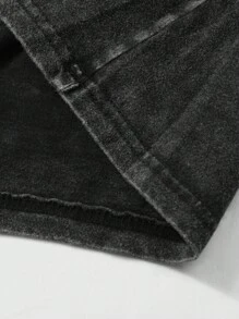 ROMWE MEN Grunge Punk 男士人像印花酸洗短袖T恤，适合春夏日常穿着 - 黑色 - 查看 5