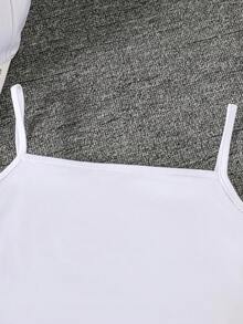 3pcs/Set Teen Girl Casual Daily Street Style Camisole Top, Denim Skort, And Hollow Out Bell Sleeve Top, Spring/Summer Fall Winter - Royal Blue - View 4