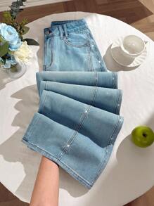 Comfortcana Women's Rhinestone Pocket Wide Leg Loose Casual Versatile Jeans,Y2k Jeans,Office Attire For Women,Airport,Back To Schools,Baggy Jeans,Going Out Jeans,Going Out Jeans,Country Concert,Festivals For Women,Brunchs For Women,Back To Schools Women,Hoco Jeans,Nashvilles