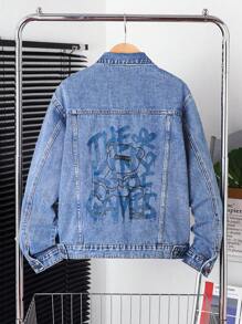 Teenage (Boys) Denim Jacket And Coat, Casual Fashion Retro Personalized All Season Punk Style Distressed Graphic Print Combination Design Long Sleeve Blue Denim Jacket, Casual & Sports Style Teen Jean Jacket Graphic Jean Jacket Jean Jacket Boy Boys Jean Jacket Blue Jean Jacket Fall Winter