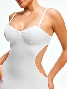 SHAPORA Camisón de media longitud con copa ajustada y cómoda para mujeres - Blanco - Ver 5