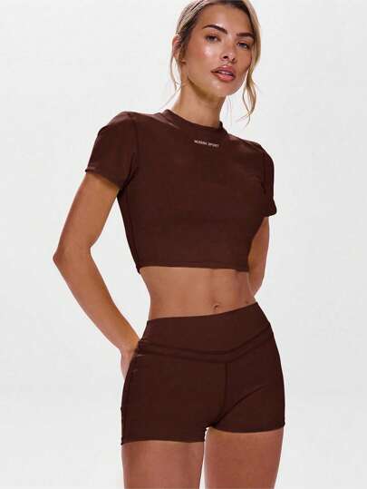 Musera Sport Crew Neck Short Sleeve Fitted Top, Active, Workout, Gym, Padel, Tennis, Pickleball Gym Fitness Yoga Pilates Daily Casual