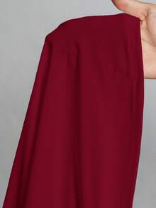 SHEIN Tall Simple Solid Color Slim High Collar White Top Suitable For Autumn And Winter,Red Top - Burgundy - View 8