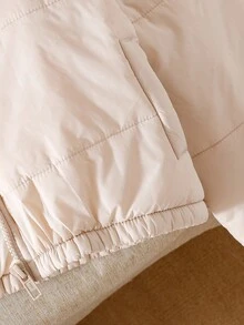 SHEIN 女童基本款休闲日常舒适简约时尚棉服外套