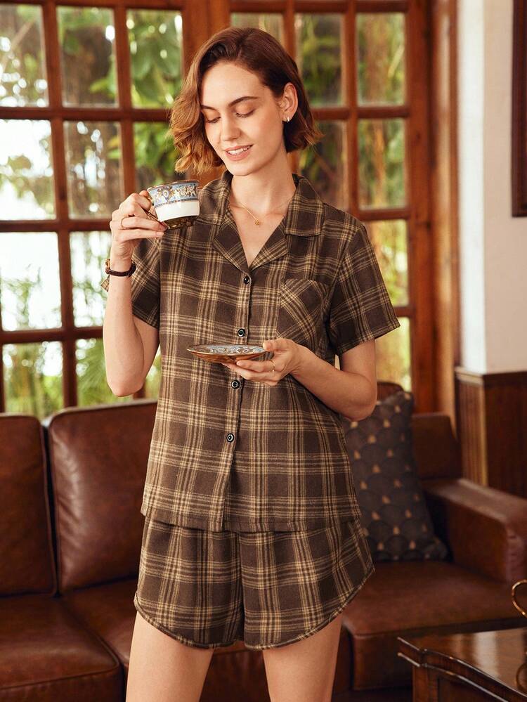 EverLounge 女士休闲格子舒适睡衣套装 - 彩色 - 查看 5