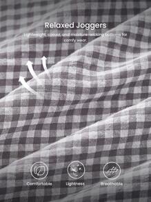 LUVLETTE Plus Women Gray Tank Casual Tops & Cotton Plaid Patterned Lounge Pants Cute Pajama Sets Pants With Pockets Lingerie As Outerwear Cozy At Home Checks And Balances Also Suitable For Teen Girl & Young & Kid