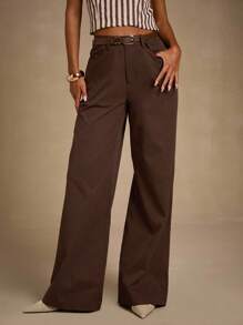 Glamine 女士纯色口袋阔腿宽松休闲裤