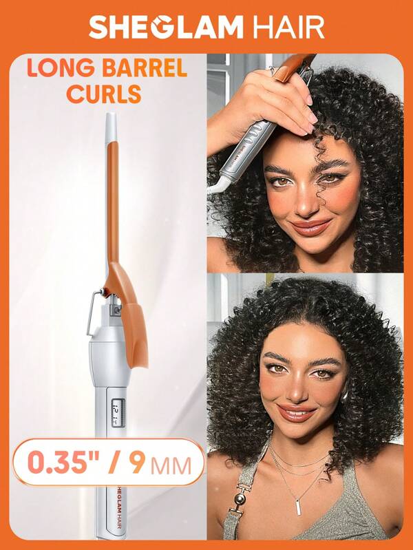 SHEGLAM HAIR It-Curl Curling Iron,Curling Iron,Hair Curler,9mm Hair Curling Wand,LED Display & 8 Temperature Settings,Quick Preheating & No Waiting,Hair Care Without Damaging Hair,Anti-Stuck Hair Design,Auto Off Suitable For All Hair Types - US Plug Graduation Birthday Holiday Summer Fall Autumn Y2K Fancy Fashion Women Makeup Cosmetic Party Beach Travel Camping Outdoors School Campus Trip Festivals Decor Gift Present Rose Girl Cosplay Best Color Charm Vibe