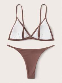 SHEIN Swim 極簡比基尼套裝三角形文胸和丁字褲下裝2入組泳衣