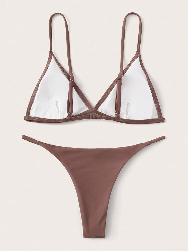 Summer Beach Minimalist Bikini Set Triangle Bra & Thong Bottom 2 Piece Bathing Suit