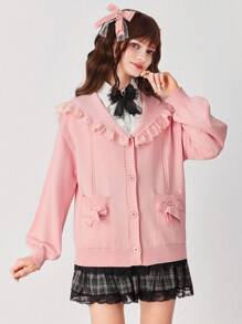 EDITION 秋季 Jirai Kei Hime Gyaru 原宿休闲开衫女式 - 駝色 - 查看 6