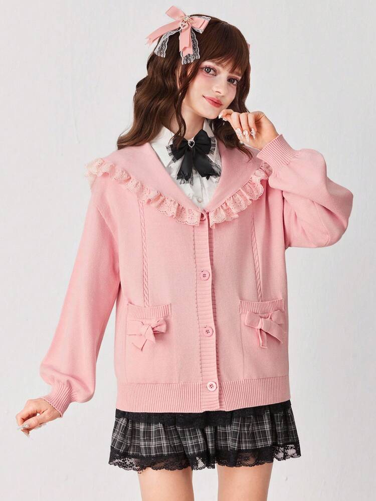 EDITION 秋季 Jirai Kei Hime Gyaru 原宿休闲开衫女式 - 駝色 - 查看 6