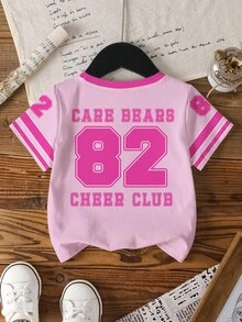 SHEIN X Care Bears Young Girl Cartoon & Letter Print Round Neck Short Sleeve T-Shirt - White - View 2